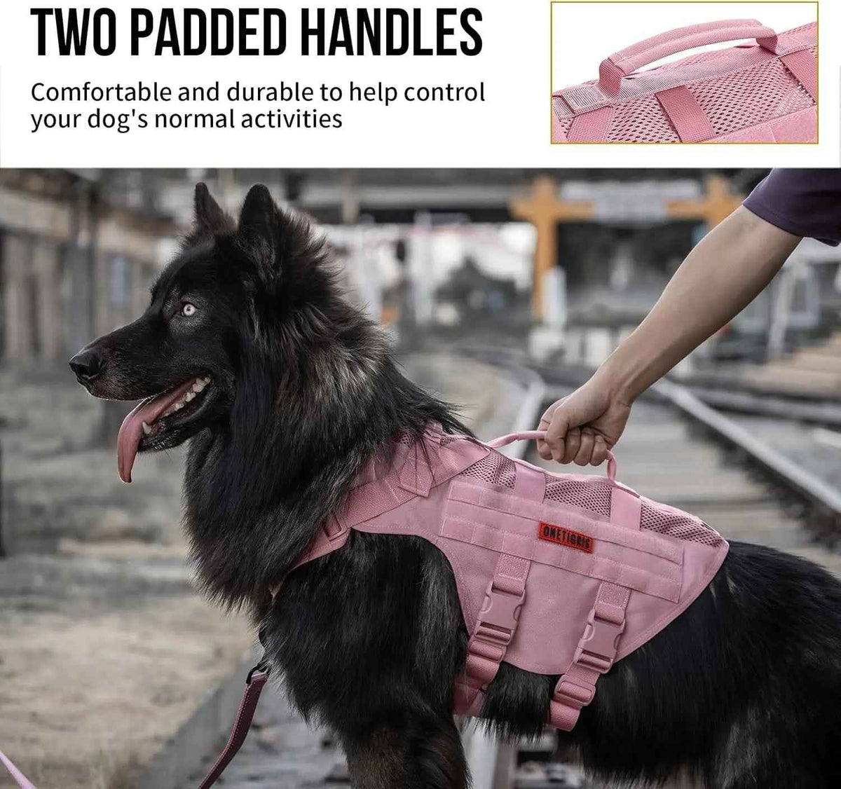 Tactical No-Pull Dog Harness with MOLLE Vest & Dual Handles