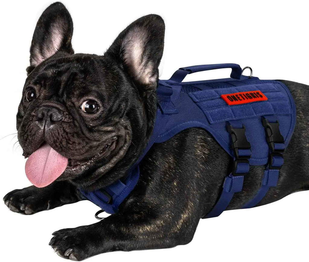 Tactical No-Pull Dog Harness with MOLLE Vest & Dual Handles