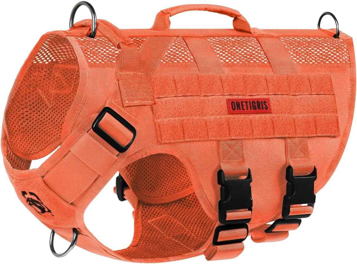Tactical No-Pull Dog Harness with MOLLE Vest & Dual Handles
