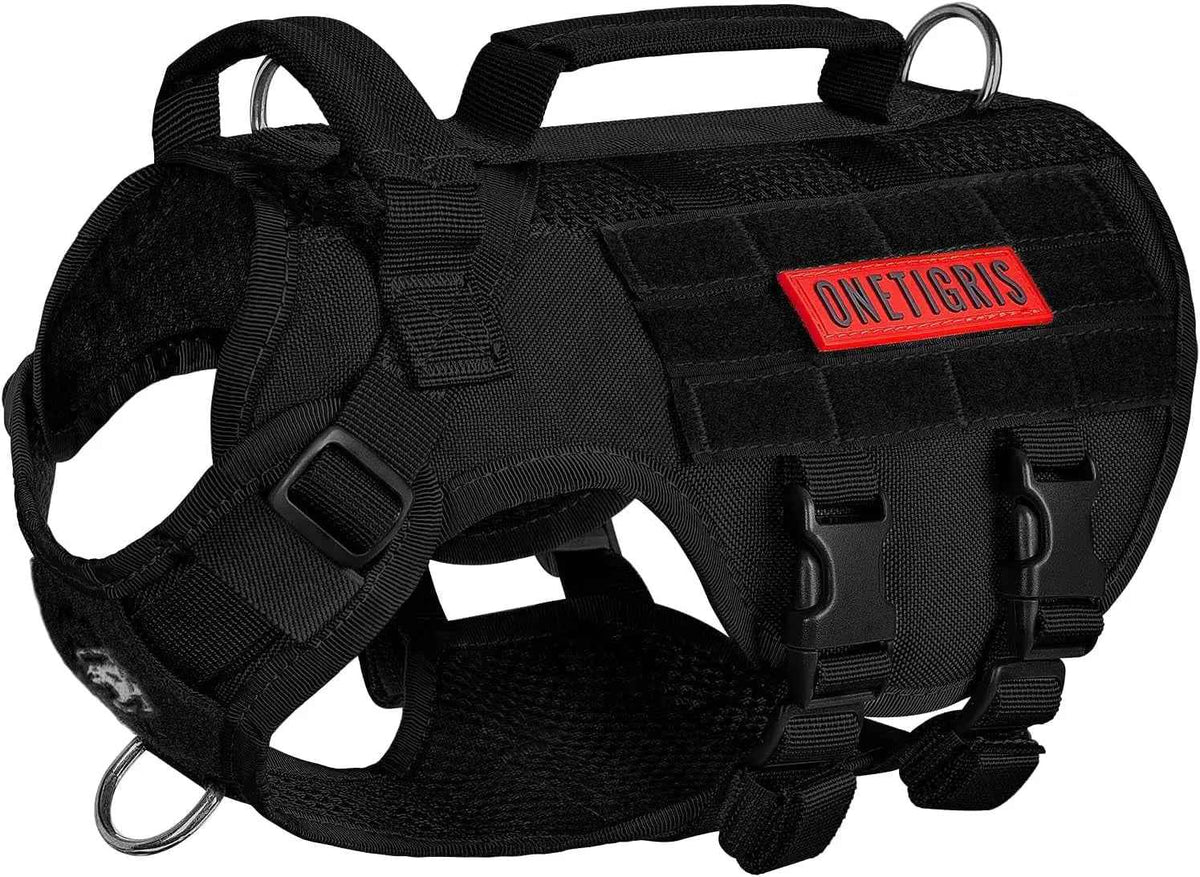 Tactical No-Pull Dog Harness with MOLLE Vest & Dual Handles