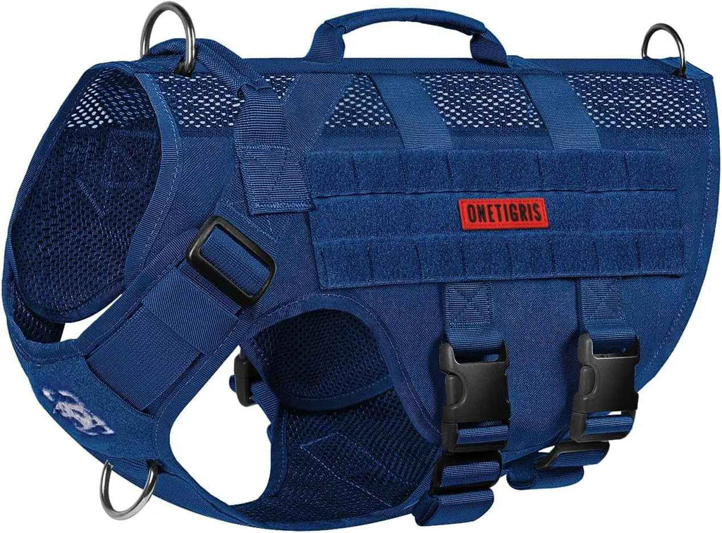 Tactical No-Pull Dog Harness with MOLLE Vest & Dual Handles