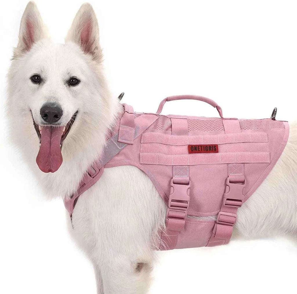 Tactical No-Pull Dog Harness with MOLLE Vest & Dual Handles