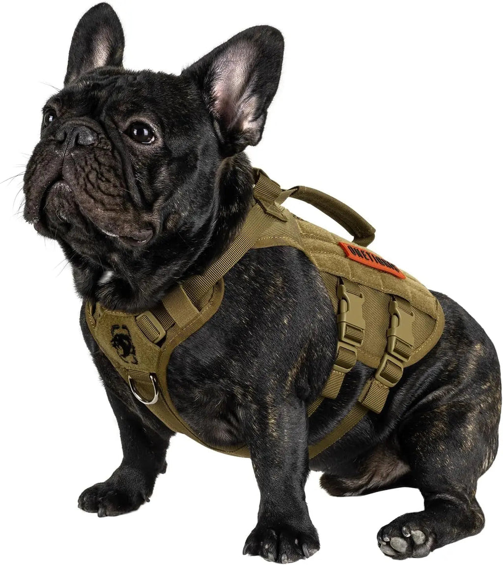 Tactical No-Pull Dog Harness – Mesh MOLLE Vest with Dual Handles
