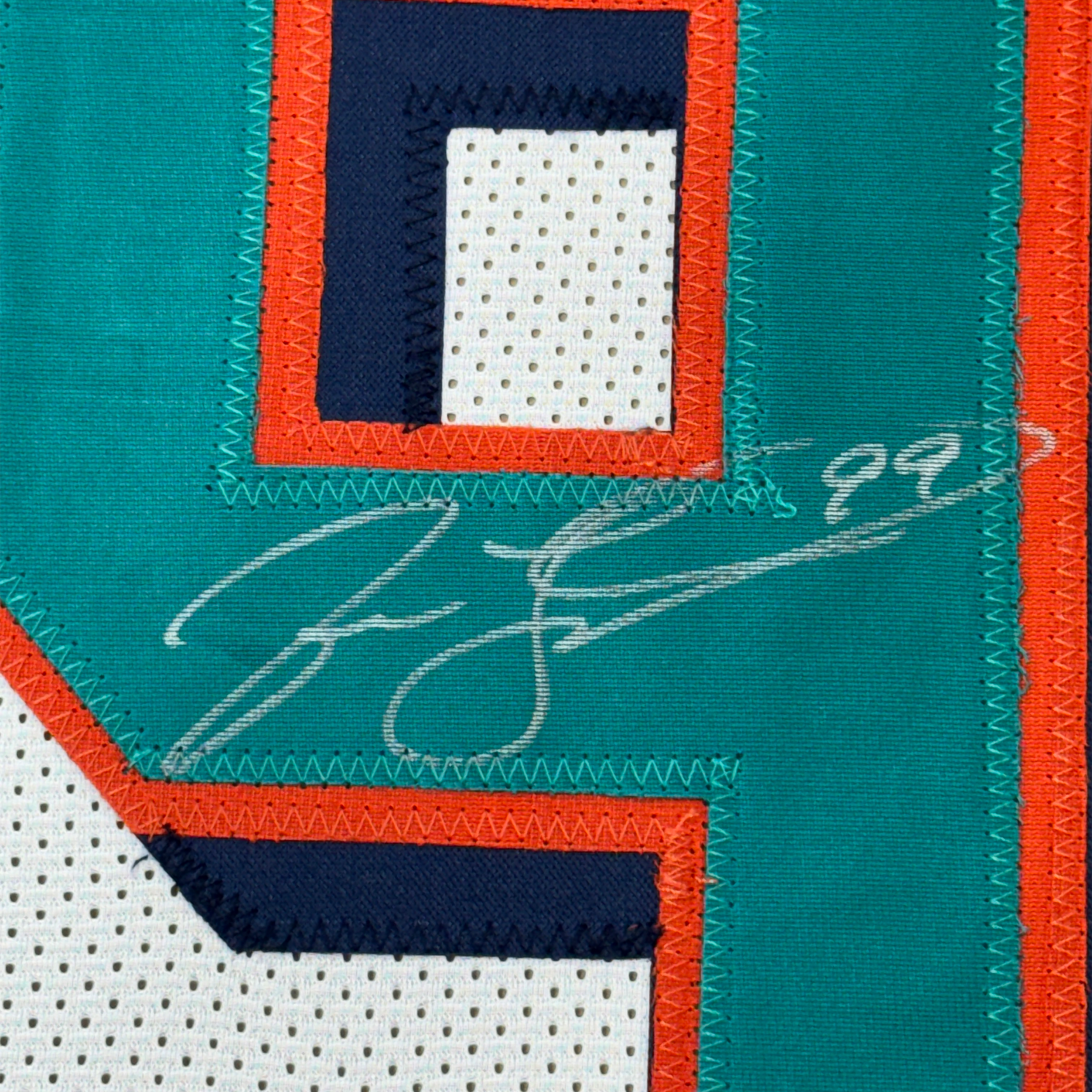 Framed Autographed/Signed Jason Taylor 35x39 Miami White Football Jersey Beckett BAS COA