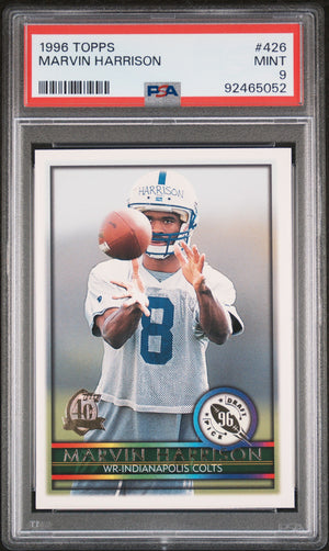Graded 1996 Topps Marvin Harrison #246 Rookie RC Football Card PSA 9 Mint