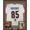 Framed Autographed/Signed Tee Higgins 35x39 Cincinnati White Football Jersey JSA COA