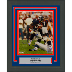 Framed Autographed/Signed Terrell Davis Denver Broncos 8x10 Football Photo Beckett BAS COA #2