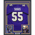 Framed Autographed/Signed Terrell Suggs 35x39 Baltimore Purple Football Jersey JSA COA #2