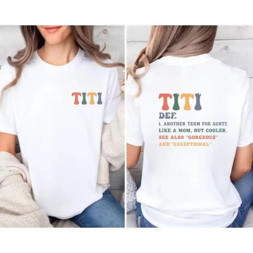 "The Best Titis Are Promoted From Sisters" Cute Auntie Announcement T-Shirt – Funny Hispanic Aunt Reveal Graphic Top, New Auntie Gift Tee