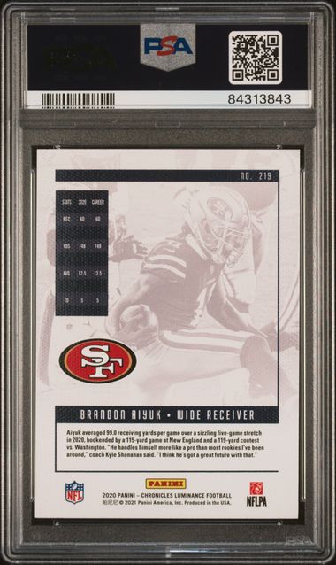 Graded 2020 Panini Chronicles Brandon Aiyuk #219 Luminance Rookie RC Football Card PSA 10 Gem Mint