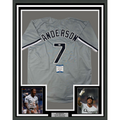 Framed Autographed/Signed Tim Anderson 35x39 Chicago Grey Baseball Jersey Beckett BAS COA