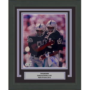 Framed Autographed/Signed Tim Brown 35x39 Las Vegas Oakland Raiders 8x10 Football Photo Beckett BAS COA #1