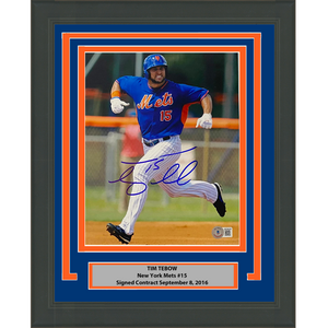 Framed Autographed/Signed Tim Tebow New York NY Mets 8x10 Baseball Photo Beckett BAS COA