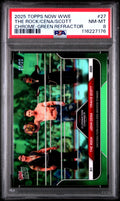 Graded 2025 Topps Now WWE The Rock John Cena Travis Scott #27 Chrome Green Refractor /99 Wrestling Card PSA 8 Near Mint