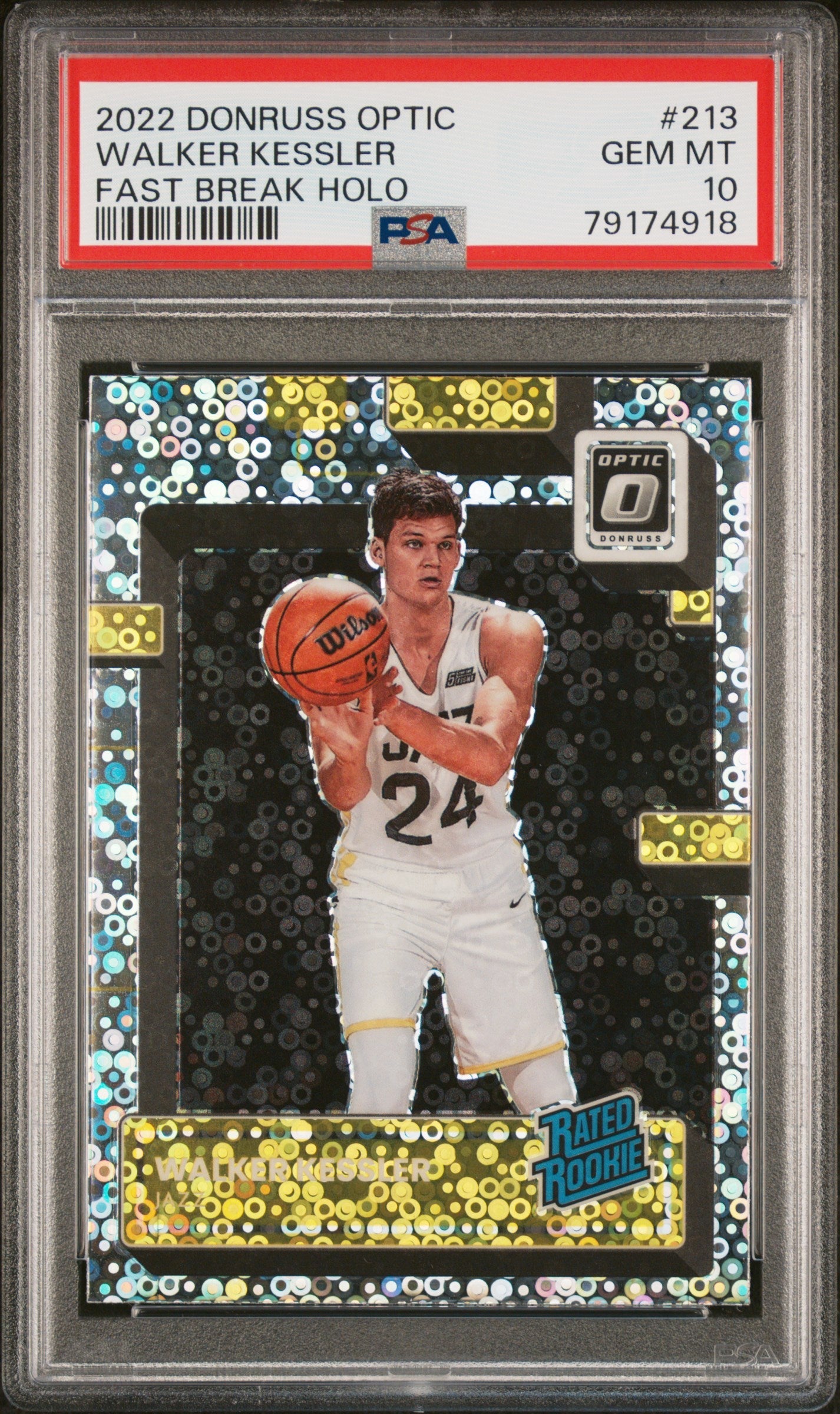 Graded 2022 Panini Donruss Optic Walker Kessler #213 Fast Break Holo Rookie RC Basketball Card PSA 10 Gem Mint