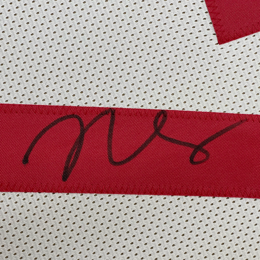 Framed Autographed/Signed Trent Williams 35x39 San Francisco White Football Jersey Beckett BAS COA