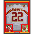 Framed Autographed/Signed Trent McDuffie 35x39 Kansas City White Football Jersey JSA COA