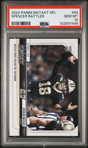 Graded 2024 Panini Instant NFL Spencer Rattler #84 Rookie RC Football Card PSA 10 Gem Mint