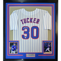 Framed Autographed/Signed Kyle Tucker 35x39 Chicago Pinstripe Baseball Jersey JSA COA
