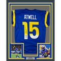 Framed Autographed/Signed Tutu Atwell 35x39 Los Angeles LA Blue Football Jersey Beckett BAS COA
