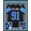 Framed Autographed/Signed Tyleik Williams 35x39 Detroit Black Football Jersey Beckett BAS COA