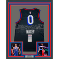 Framed Autographed/Signed Tyrese Maxey 35x39 Philadelphia 76ers Sixers Black City Edition Basketball Jersey JSA COA