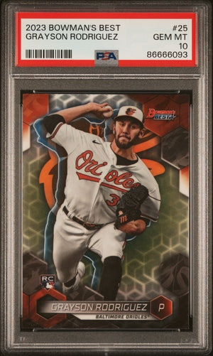 Graded 2023 Topps Bowmans Best Grayson Rodriguez #25 Rookie RC Baseball Card PSA 10 Gem Mint