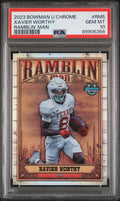 Graded 2023 Topps Bowman University Xavier Worthy #RM5 Ramblin Man Rookie RC Football Card PSA 10 Gem Mint