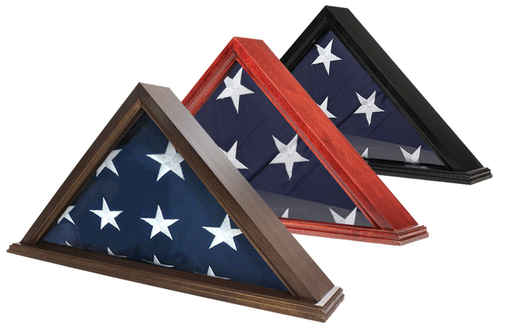 US Made Flag Case  Flag,  Walnut Cherry or Oak Finish