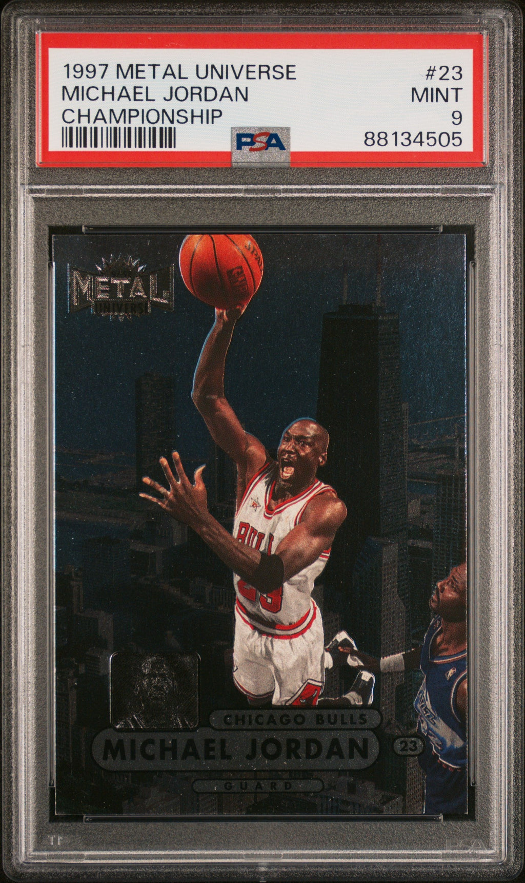Graded 1997 Skybox Metal Universe Michael Jordan #23 Championship Basketball Card PSA 9 Mint