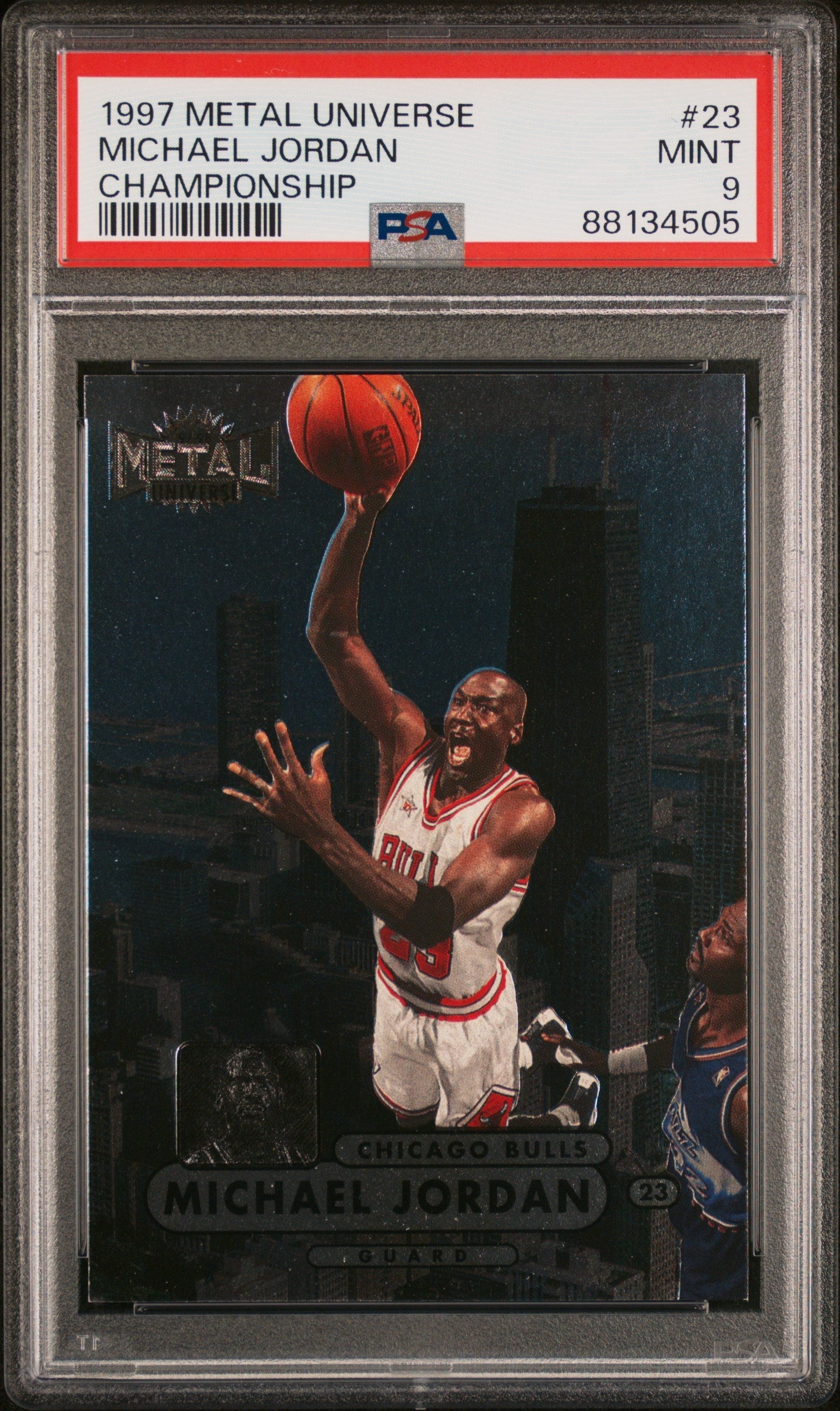 Graded 1997 Skybox Metal Universe Michael Jordan #23 Championship Basketball Card PSA 9 Mint