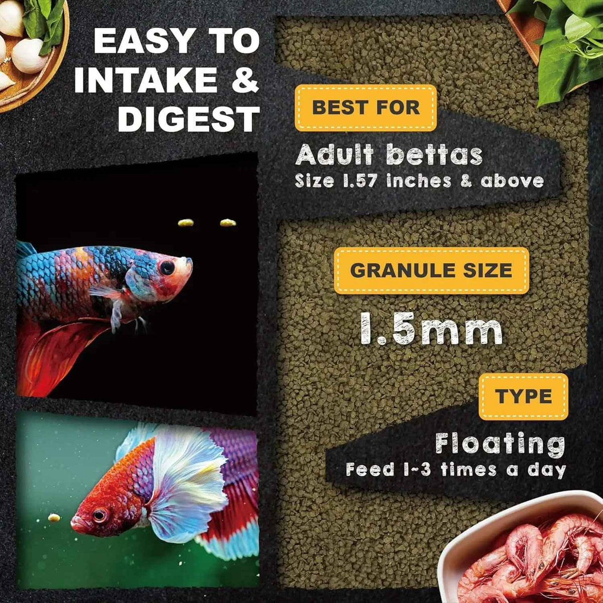 Ultra Fresh Betta Food Shrimp Patties, 50% Prawn