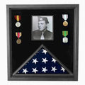 Military Photo Flag and Medal Display Case, Photo (dimensions 26 1/8 X 20 ¾ X 1 9/16) display case