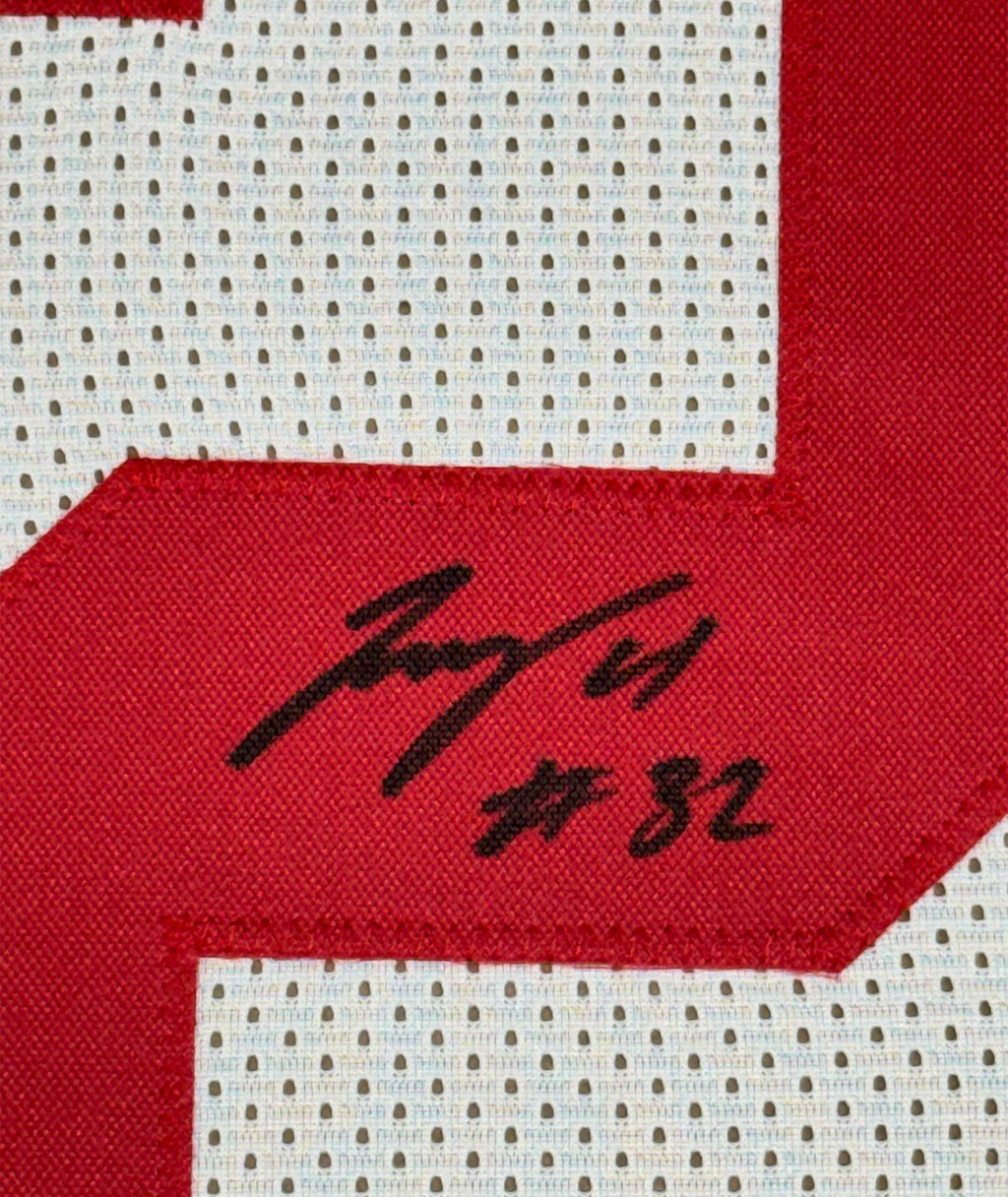 Framed Autographed/Signed TreVeyon Henderson 35x39 Ohio State White College Football Jersey Beckett BAS COA