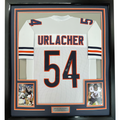 Framed Autographed/Signed Brian Urlacher 35x39 Chicago White Football Jersey Beckett BAS COA