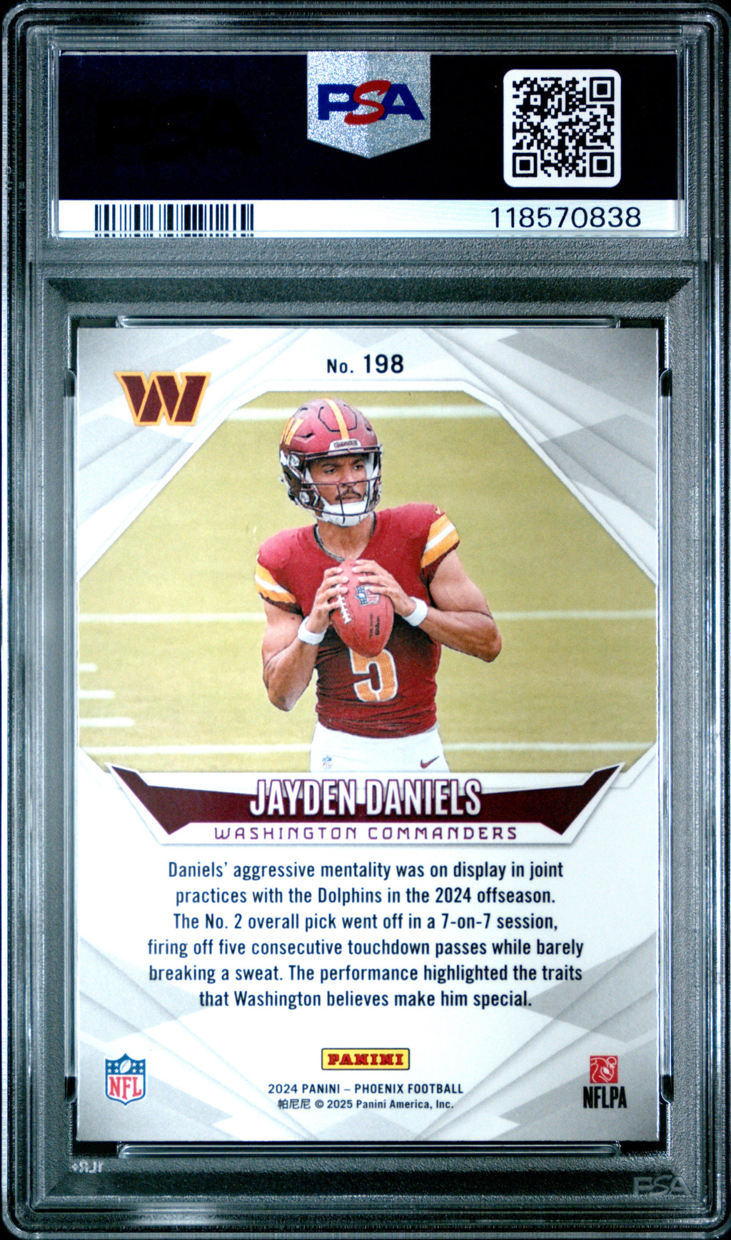 Graded 2024 Panini Phoenix Jayden Daniels #198 Lazer Rookie RC Football Card PSA 10 Gem Mint