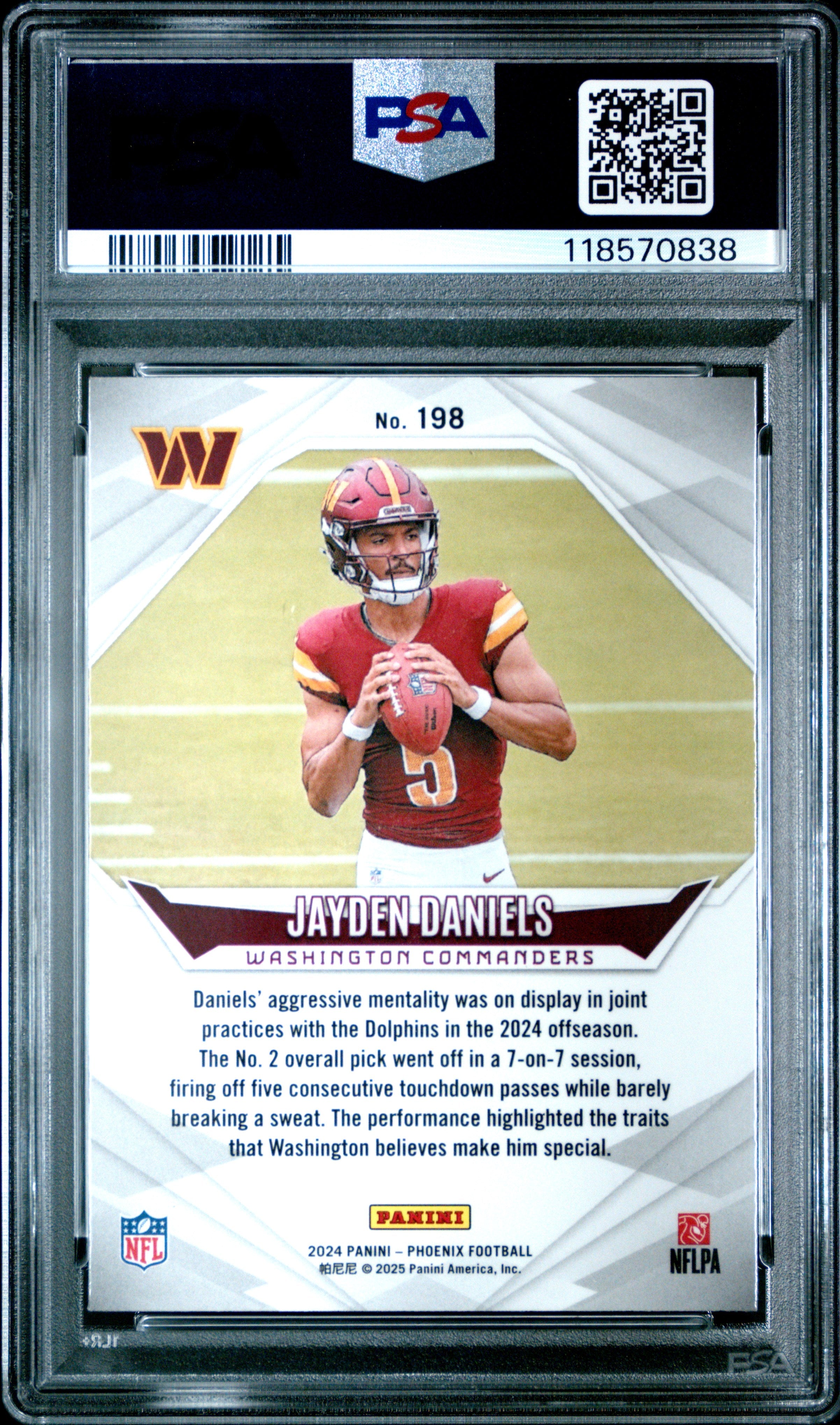 Graded 2024 Panini Phoenix Jayden Daniels #198 Lazer Rookie RC Football Card PSA 10 Gem Mint