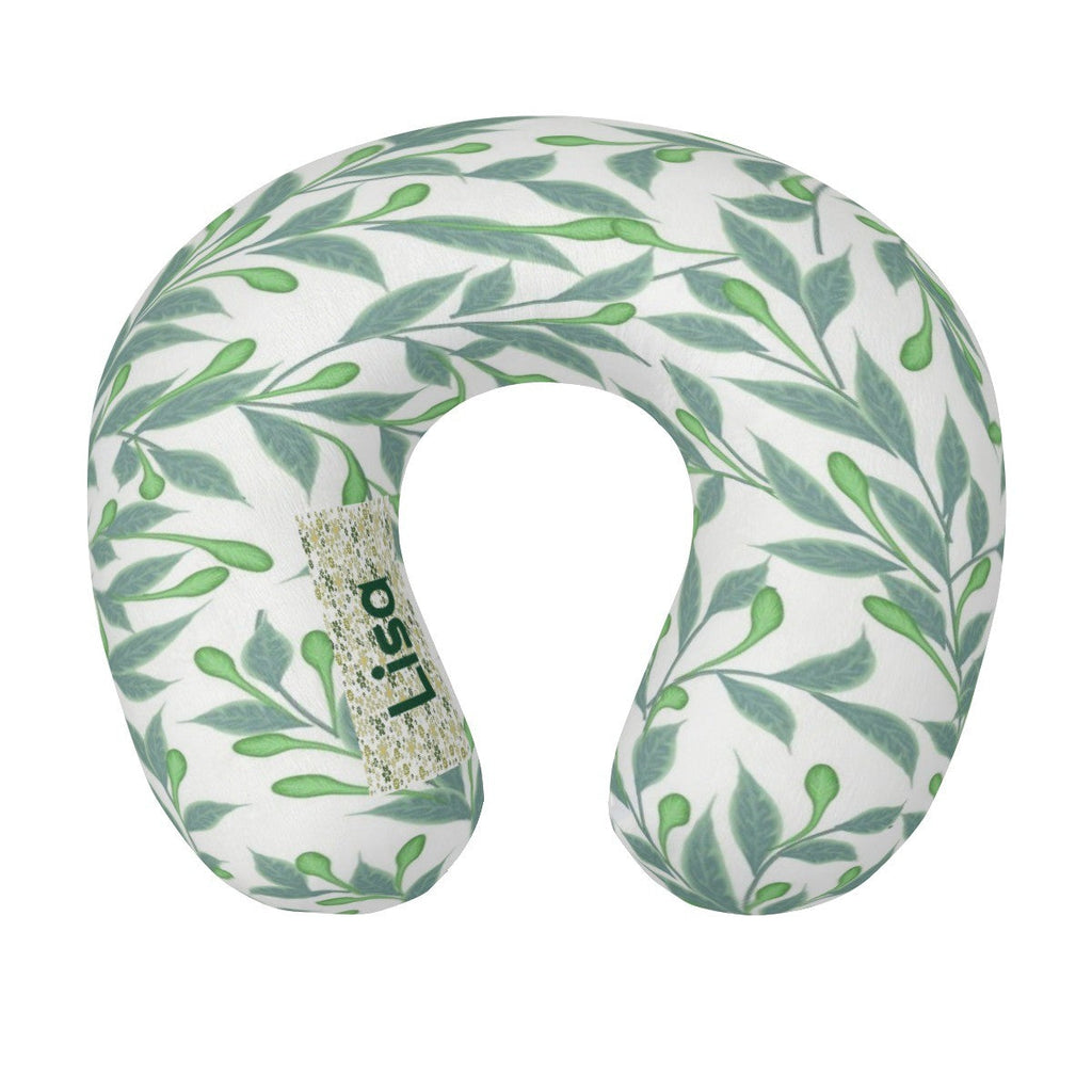 Personalized Botanical Leaf Travel Neck Pillow | Custom Name Gift