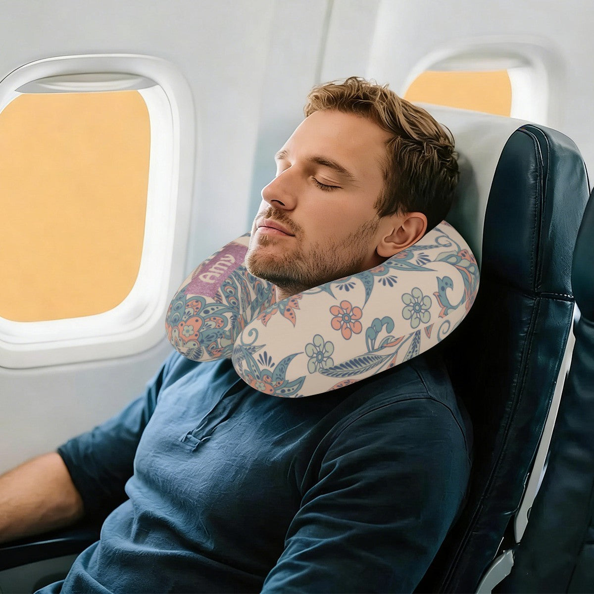 Personalized Paisley Floral Travel Neck Pillow | Custom Name Gift
