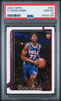 Graded 2025 Topps VJ Edgecombe #203 Rookie RC Basketball Card PSA 10 Gem Mint