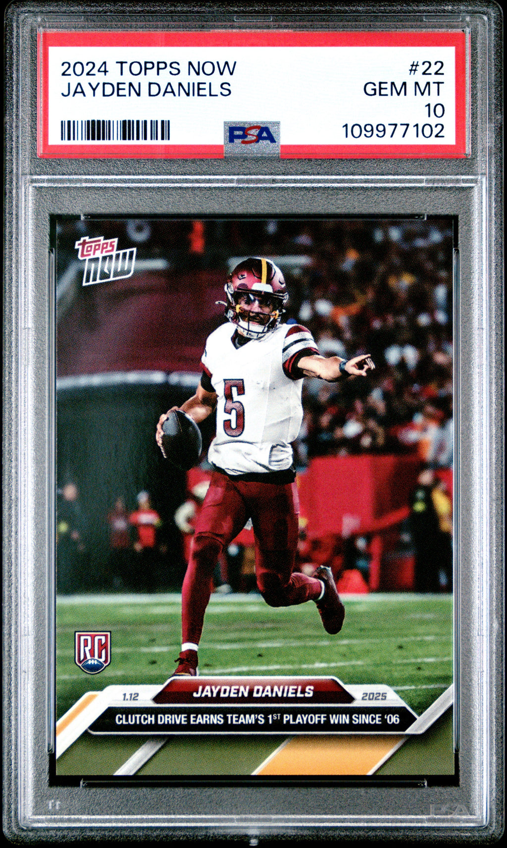 Graded 2024 Topps Now Jayden Daniels #22 Rookie RC Football Card PSA 10 Gem Mint