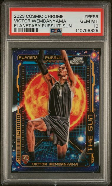 Graded 2023 Topps Cosmic Chrome Planetary Pursuit Sun Victor Wembanyama #PPS9 Rookie RC Basketball Card PSA 10 Gem Mint