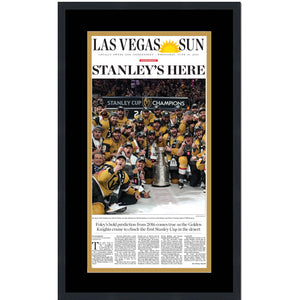 Framed Las Vegas Sun Golden Knights 2023 Stanley Cup Champions 14x24 Hockey Newspaper Cover Photo Professionally Matted V2