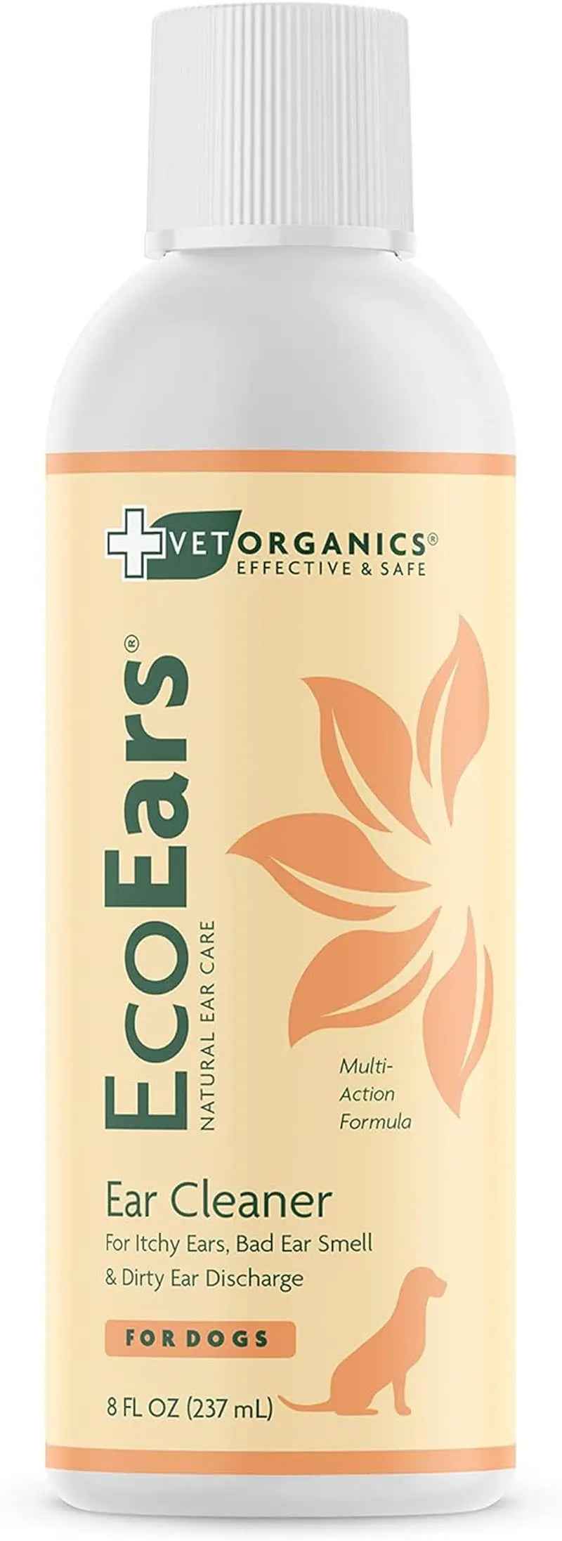 Vet Organics EcoEars Natural Dog Ear Cleaner 8oz, Multi-Action Formula 2-Pack