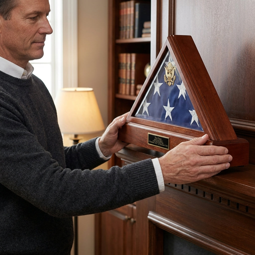Flag Connections Military Flag case and Pedestal Urn - Cherry