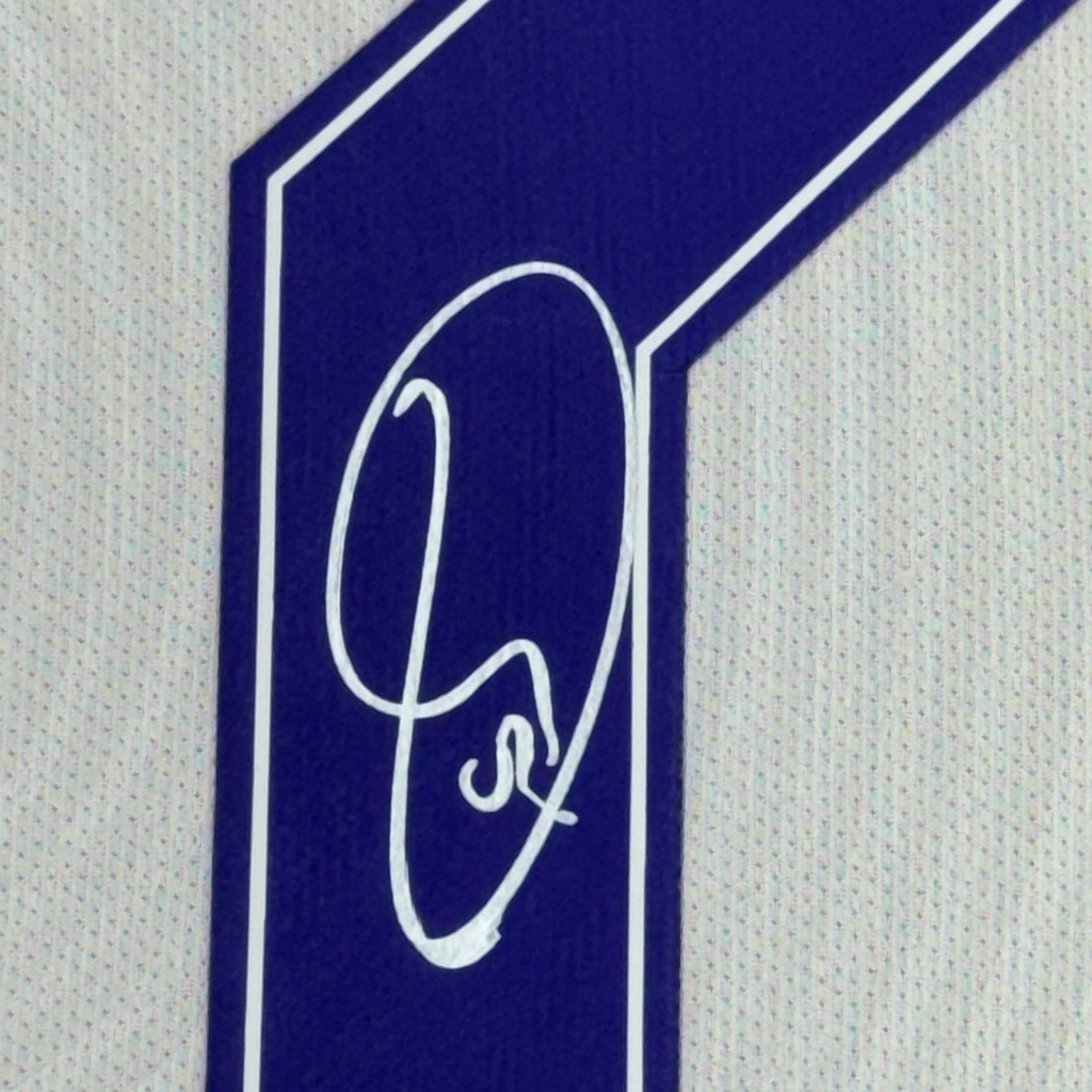 Framed Autographed/Signed Vini Vinicius Jr. 35x39 Real Madrid White Soccer Jersey Beckett BAS COA #2