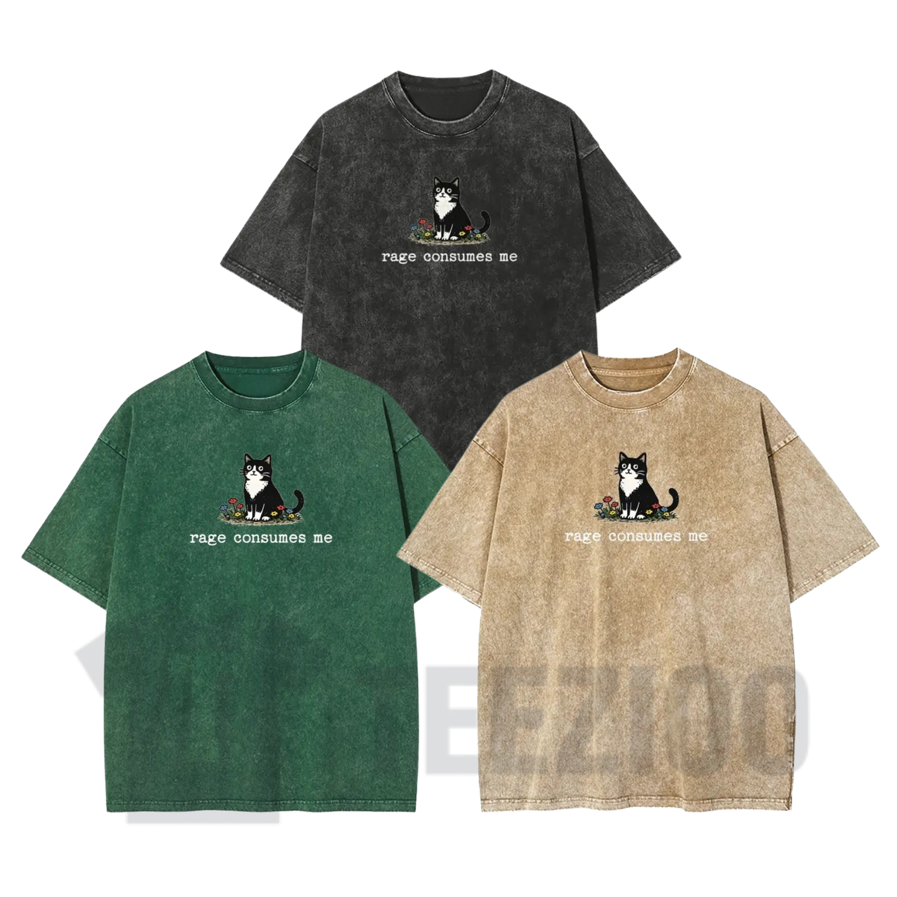 Vintage Washed "Rage" Cat Meme T-Shirt