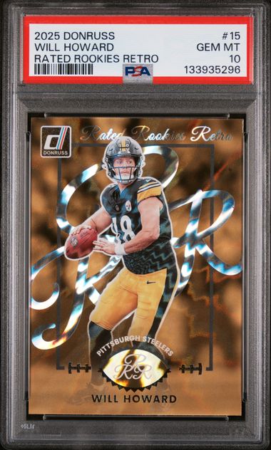 Graded 2025 Donruss Rated Rookies Retro Will Howard #15 Rookie RC Football Card PSA 10 Gem Mint