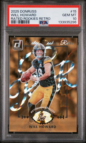 Graded 2025 Donruss Rated Rookies Retro Will Howard #15 Rookie RC Football Card PSA 10 Gem Mint