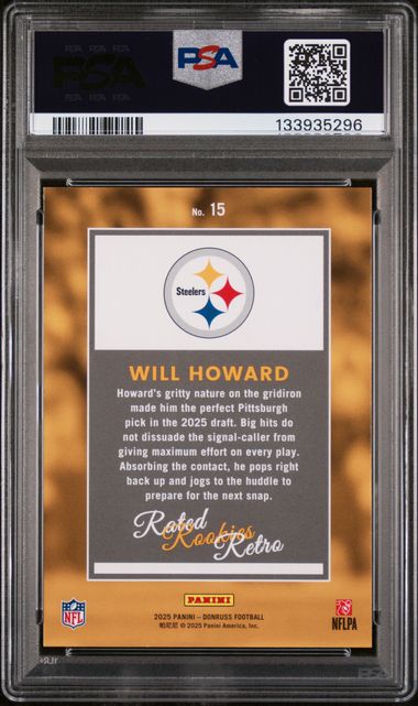 Graded 2025 Donruss Rated Rookies Retro Will Howard #15 Rookie RC Football Card PSA 10 Gem Mint